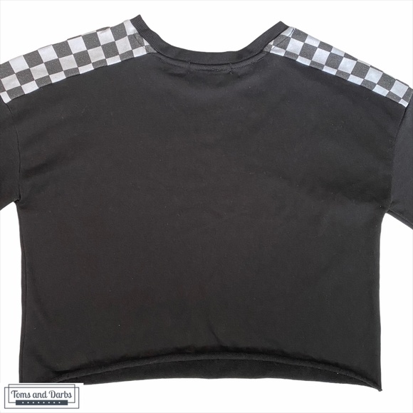 Not Your Babe Long Sleeve Checkered Crop Top - Picture 3 of 9